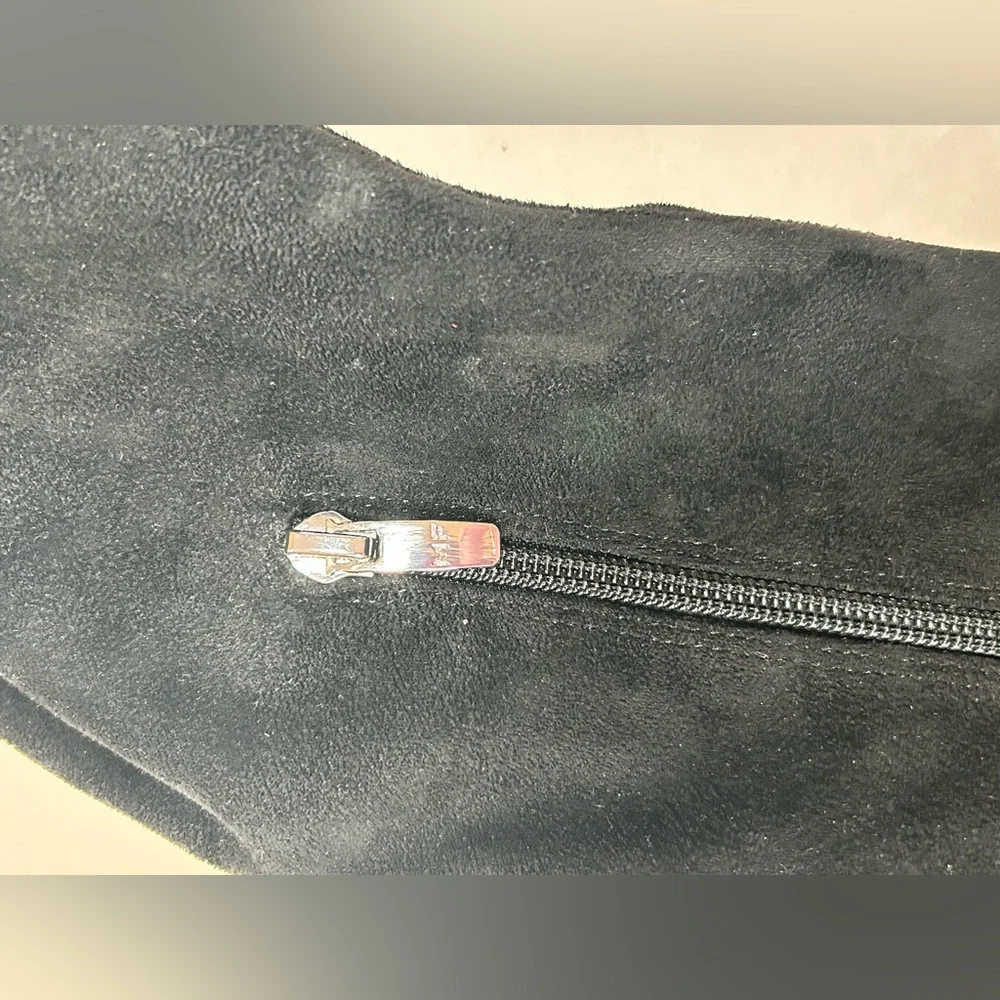 Marc Fisher Over The Knee Boots Faux Suede Black Womens 9.5 Low Heel Round Toe